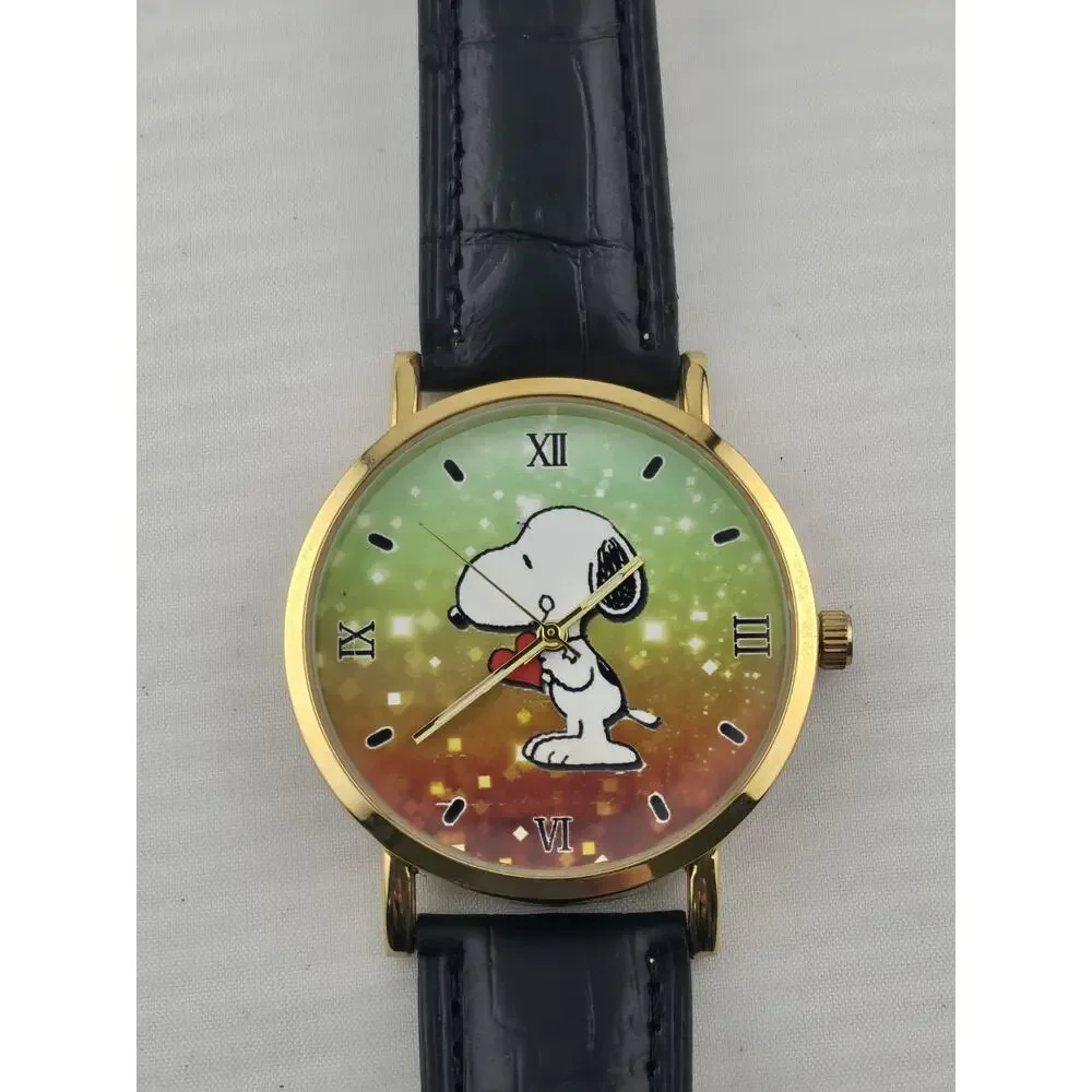 Mens NOS Very Rare Snoopy Holding Heart Quartz Watch New Battery Band Runs - Picture 3 of 11